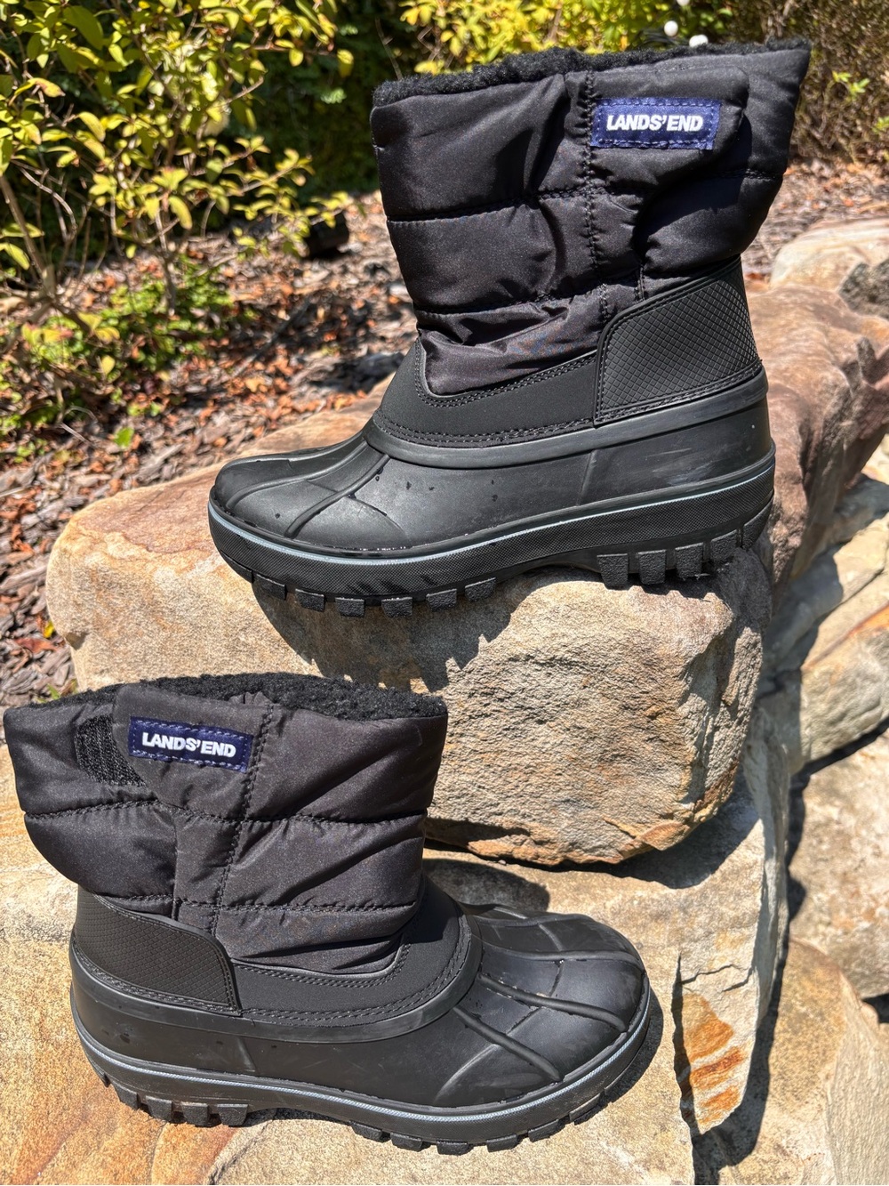 Lands' End Kids' Frost Black Insulated Waterproof Snow Boots Size 5 - Picture 4 of 6